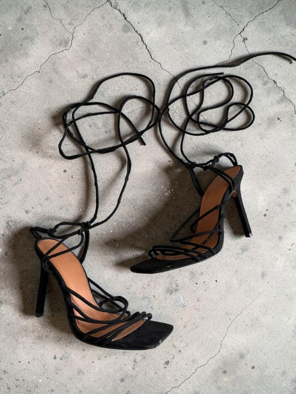 ASOS Design Black Laceup Heels Sandals Size 7